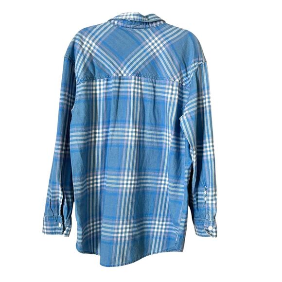 Art Class Shirt Girls Large 10/12 Blue Plaid Long Sleeve Button Front Pocket Top - Picture 7 of 7